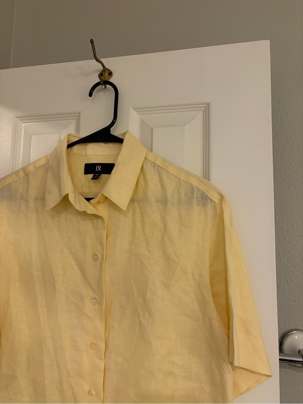 Banana Republic Linen Camp Shirt Butter Yellow XS - Picture 2 of 7